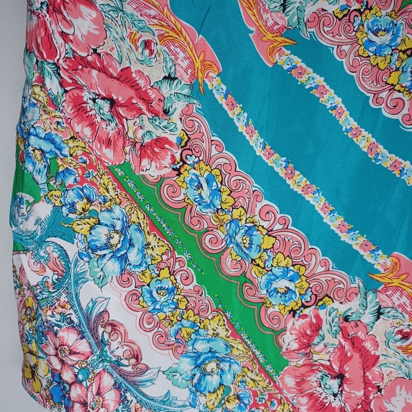 Anthropologie Vibrant Floral Swim Sarong - Blue, Green, Pink - Picture 3 of 12